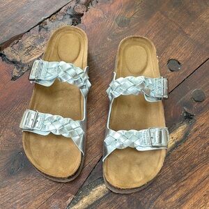 Source Unknown Silver Braided Sandals